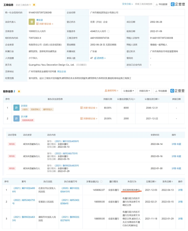 家族企業(yè)逆境 許家印哥哥的公司成“老賴”，違規(guī)限制消費令折射管理漏洞